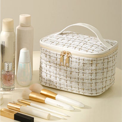 ショッピングゴー shoppinggo 化粧ポーチ コスメポーチ トラベルポーチ 雑貨 小物 かわいい 防水 旅行 お泊り プレゼント 誕生日 旅行 （ホワイト）