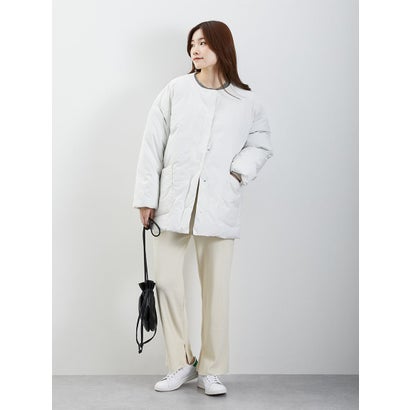 ザ ショップ ティーケー (ウィメン) THE SHOP TK(Women) マフラー付中綿ノーカラーブルゾン （ホワイト）