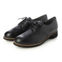 ハスキー husky Co.Ltd. 【本革】3.5cmヒールアーモンドトゥダービーシューズ (BLACK)
