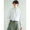 クラフトスタンダードブティック CRAFT STANDARD BOUTIQUE ハーフプラケットバンドカラーシャツ (ストライプグリーン)(4)