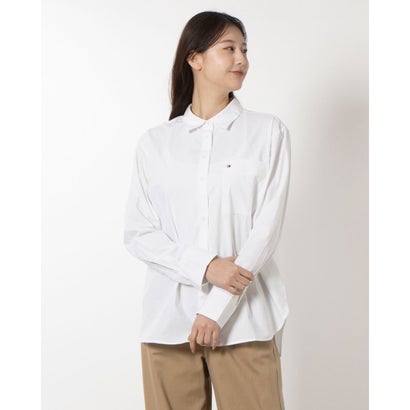 トミー ヒルフィガー TOMMY HILFIGER ソリッドコットンイージーフィットシャツ （ホワイト）