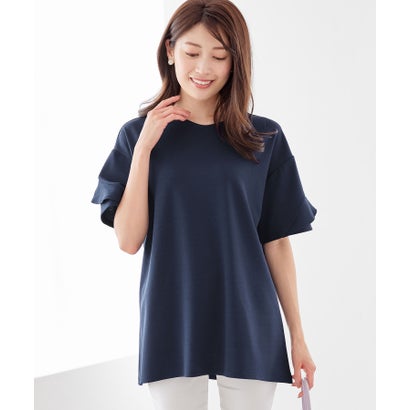 アロッタ Alotta フリル袖Tシャツチュニック (ネイビー) アロッタ Alotta フリル袖Tシャツチュニック (ネイビー)