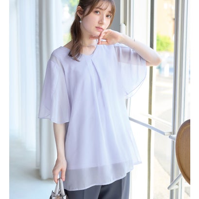 アロッタ Alotta インナー付チューリップ袖チュニック (サックス)