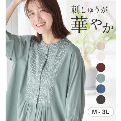 ヴィオラ エ ヴィオラ Viola e Viola 刺しゅうデザインシャツチュニック＜接触冷感＞ （セージ系）