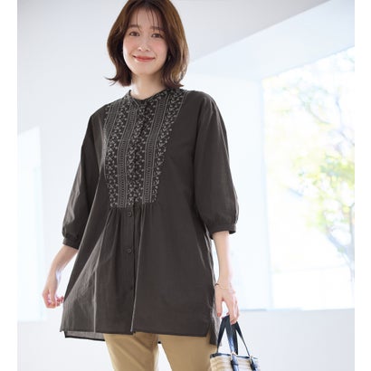 ヴィオラ エ ヴィオラ Viola e Viola 刺しゅうデザインシャツチュニック＜接触冷感＞ （チャコール系）のサムネイル