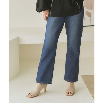 ティティベイト titivate ハイウエストセミフレアデニムパンツ （ネイビー）