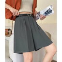 ミニミニストア miniministore 5分丈 タックショートパンツ レディース (ダークグレー)
