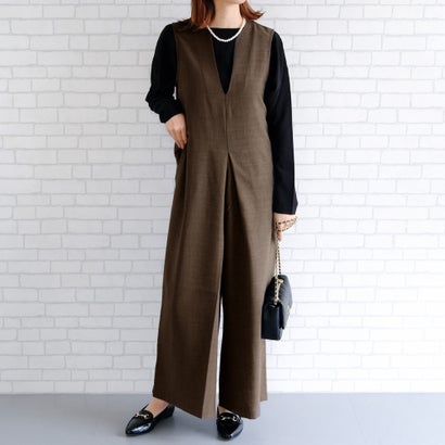 アクアガレージ aquagarage Vネックオールインワン レディース 春 夏 秋 (ブラウン)