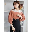 レディメイド LADYMADE シャツレイヤードボリュームスリーブニット (オレンジピンク)