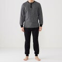 タケオキクチ TAKEO KIKUCHI 長袖ヘンリーネックパジャマ (クロ)