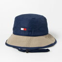 トミー ヒルフィガー TOMMY HILFIGER トミーヒルフィガー Tommy Hilfiger 帽子 ハット バケットハット 69J7351 紐付き メンズ レディース 刺繍ロゴ トミーロゴ TOMMY HILFIGER LARRY DRAWST （ネイビー×ベージ