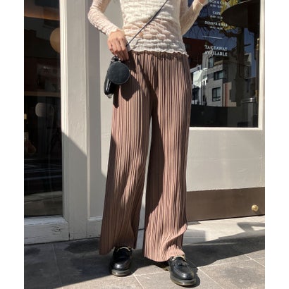 ミージェーン me Jane セミフレアーカラープリーツパンツ （モカブラウン）