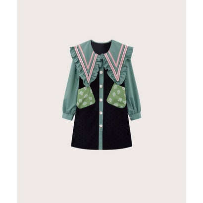 ラポミ プチ LA POMME petit French Frill Collar One Piece フレンチフリル衿ワンピース （Green）