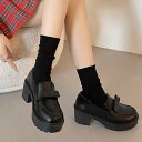 シューズインクローゼット Shoes in Closet -シュークロ- 軽量厚底 ヒールアップ やわらか リボンローファー 6816(ブラック/スムース)