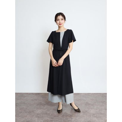 リルフェテ Rire Fete バイカラーレイヤードパンツスーツ （ダークネイビー）