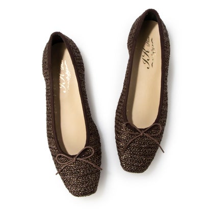 アイケープラス IKplus 【日本製】【ネット限定】Ikplus アイケープラス オリジナルメッシュフラットシューズ 121 （ダークブラウン 金糸メッシュ）