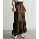 ラナン RANAN サテンプリーツティアードスカート (ダークブラウン)