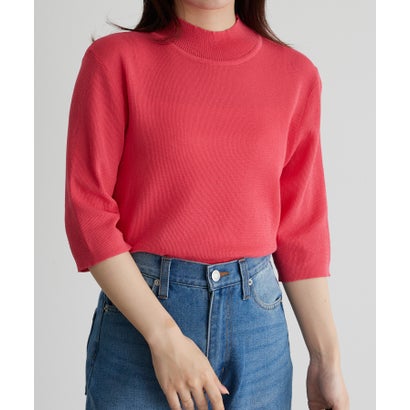 ラナン RANAN ひんやり！ハイネック5分袖サマーニット （ピンク）