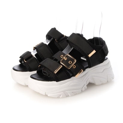 ラスドット lus. スリーベルト厚底スポーツサンダル （ブラック）