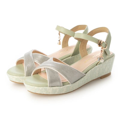 ジェリービーンズ JELLY BEANS 2WAYチャーム付きストラップウエッジサンダル 204-32969 （Lグリン）のサムネイル