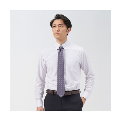 トーキョーシャツ TOKYO SHIRTS 【ストレッチ】 形態安定 ボットーニボタンダウン 長袖ニットシャツ (パープル)