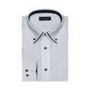 トーキョーシャツ TOKYO SHIRTS 【大きいサイズ・ストレッチ】 形態安定 マイターボタンダウンカラー 長袖ニットシャツ (ブルー)