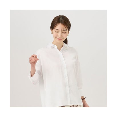 トーキョーシャツ TOKYO SHIRTS 【ECOVERO(TM)】 BIGシルエット レギュラー衿 七分袖 カジュアルシャツ (ホワイト)