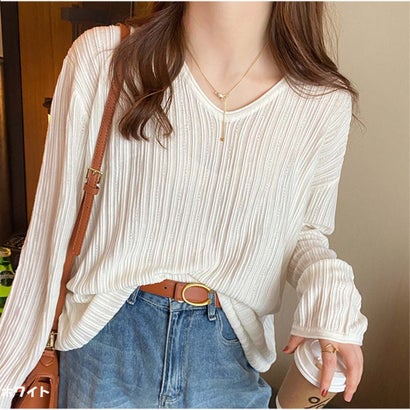 アンドカワイイ And Kawaii ニットセーター リブニット トップスレディース （ホワイト）