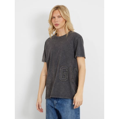 ゲス GUESS SS Cn Treated Guess Logo Tee (JBLK) ロゴTシャツ