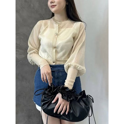 エイミーイストワール EIMY ISTOIRE Heart ボタンシアーカーディガン （YELLOW）