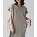 ヴィータフェリーチェ VitaFelice 配色ステッチ フレンチスリーブTシャツワンピース (BEIGE)