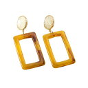 アクアガレージ aquagarage ★クリアースクエアスイングピアス 大ぶり アクセサリー (ブラウン)