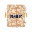 カンカン KANKAN ブークレ刺繍プリント巾着 (ベージュ)