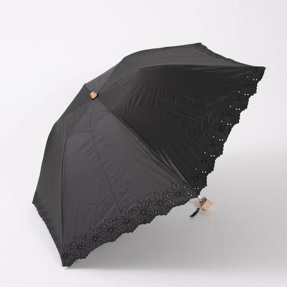 カシュネ cache nez UV カット率99％以上 PUフラワーポーラー刺繍ミニ折りたたみ傘 （BK）