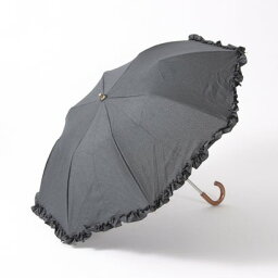 カシュネ cache nez シャンブレーフリルトップレス折りたたみ傘 （BK）