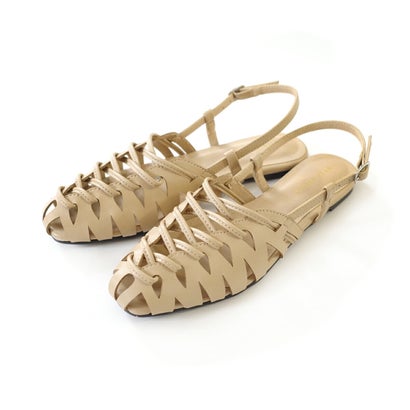 [アミアミ] サンダル メッシュサンダル フラット レディース 靴 白 黒 旅行 履きやすい SY017 （ベージュ(スムース)）