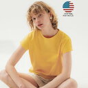 コカ coca COTTON from the U.S.フレンチスリーブUネックTシャツ (Yellow)