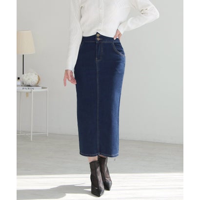 ジュリアブティック JULIA BOUTIQUE 2連ボタンデニムタイトスカート24021 （Navy） 2