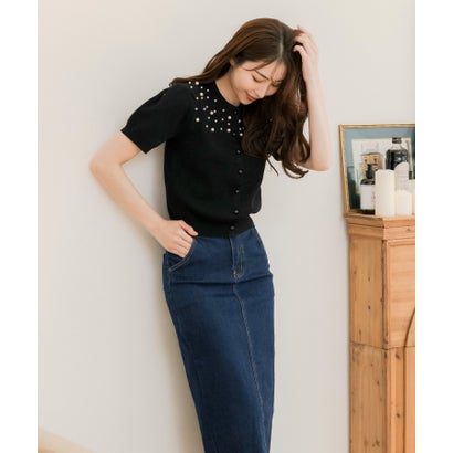 ジュリアブティック JULIA BOUTIQUE 2連ボタンデニムタイトスカート24021 （Navy） 3