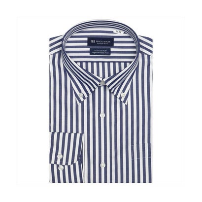 トーキョーシャツ TOKYO SHIRTS 【超形態安定・大きいサイズ】 ボタンダウンカラー 綿100% 長袖 ワイシャツ (ネイビー)