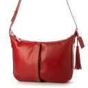 レザーラボラトリー Leather Laboratory ゴートレザー軽量本革ショルダーバッグ ラージサイズ (レッド)