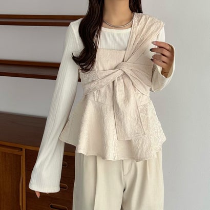 LOCOMALL（ロコンド公式ストア）のカラウティア callautia callautia アシメショルダージャガードキャミビスチェ （ベージュ）｜アングル2