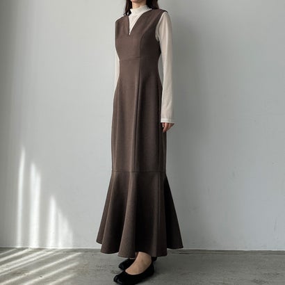 ルエレ Louere Louere 深Vネックツイードマーメイドジャンパースカート （ブラウン）