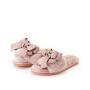 レースレディース Lace Ladies ビッグ リボン フラット ファー スリッパ (ピンク)(3)