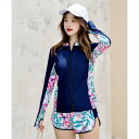 テディショップ Teddyshop 体型カバー水着フィットネス レディース ビキニ ラッシュガード+タンキニ+ショートパンツ+レギンス 5点セット (M:ネイビー×フラワー)