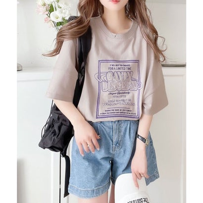 クラシカルエルフ Classical Elf 《Javaジャバコラボ》オーガニックコットン混 綿100％前後2wayステッチ刺繍半袖Tシャツ （ピンクベージュ）