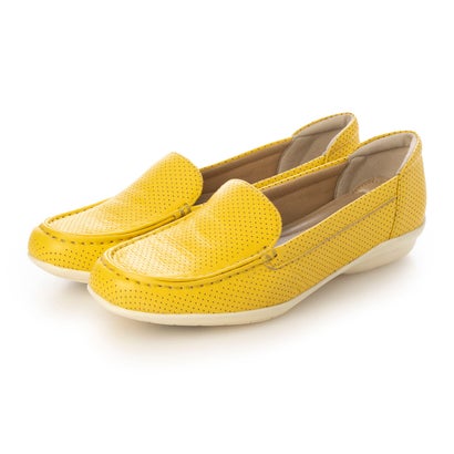 シュール SHOEL 本革パンチングモカシンローファー （イエロー）
