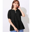 アロッタ Alotta パール調キーネックペプラムチュニック (ブラック)