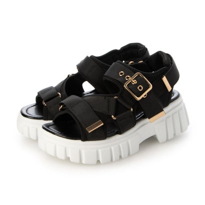 スクランブル Scramble ベロクロトラックソールスポーツサンダル 厚底 カジュアル （ブラック/ホワイト）