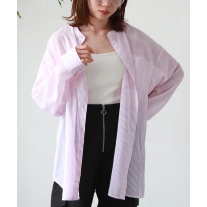 アルシーヴ archives シアーストライプシャツ (PNK)